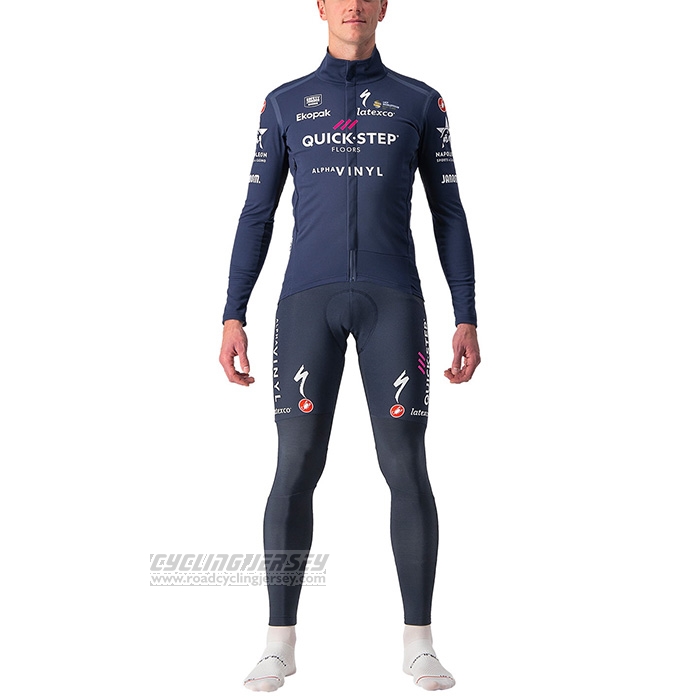 2022 Cycling Jersey Deceuninck Quick Step Dark Blue Long Sleeve and Bib Short